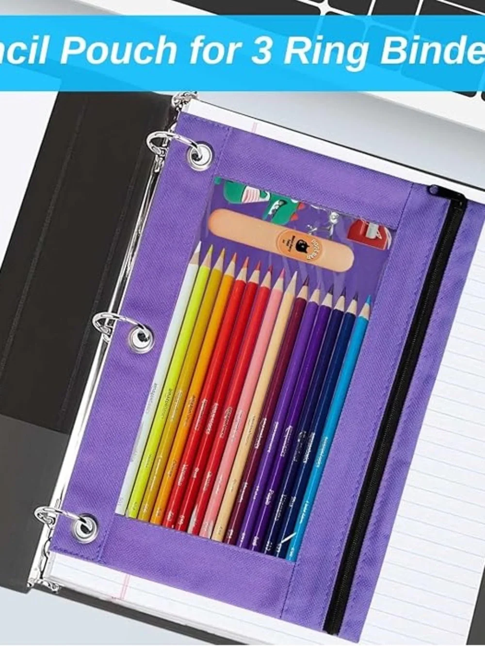 Pencil Pouch for 3 Ring Binder, 6 Pcs